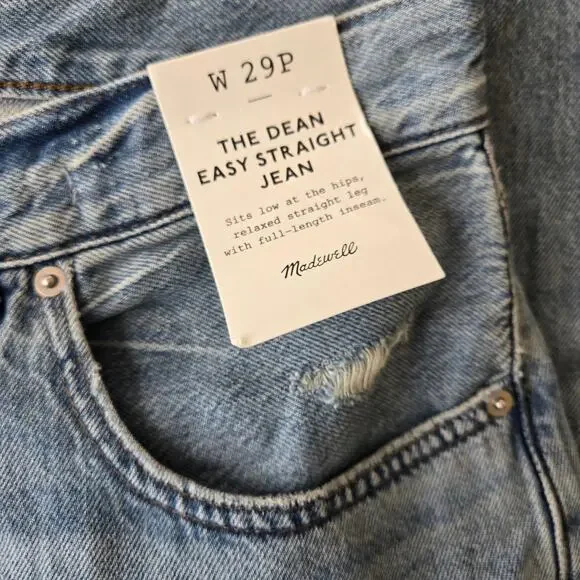 Madewell The Petite Dean Easy Straight Jean Size 29P NWT - Picture 7 of 14